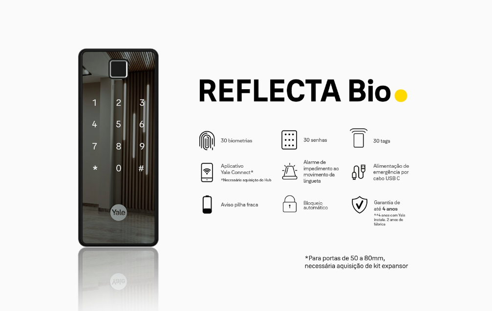 Yale Reflecta Bio — Fechadura Digital de Sobrepor